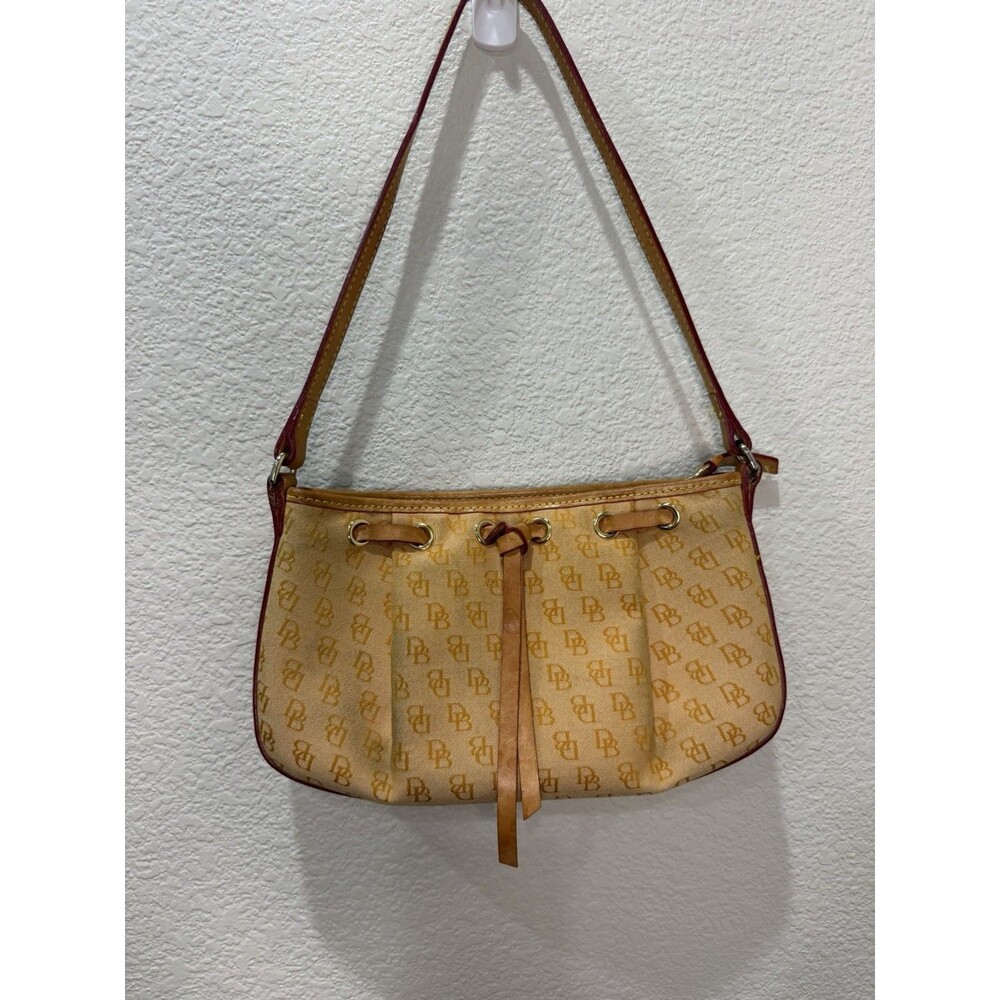 Vintage Dooney & Bourke Y2K Yellow Monogram Drawstring Shoulder Bag